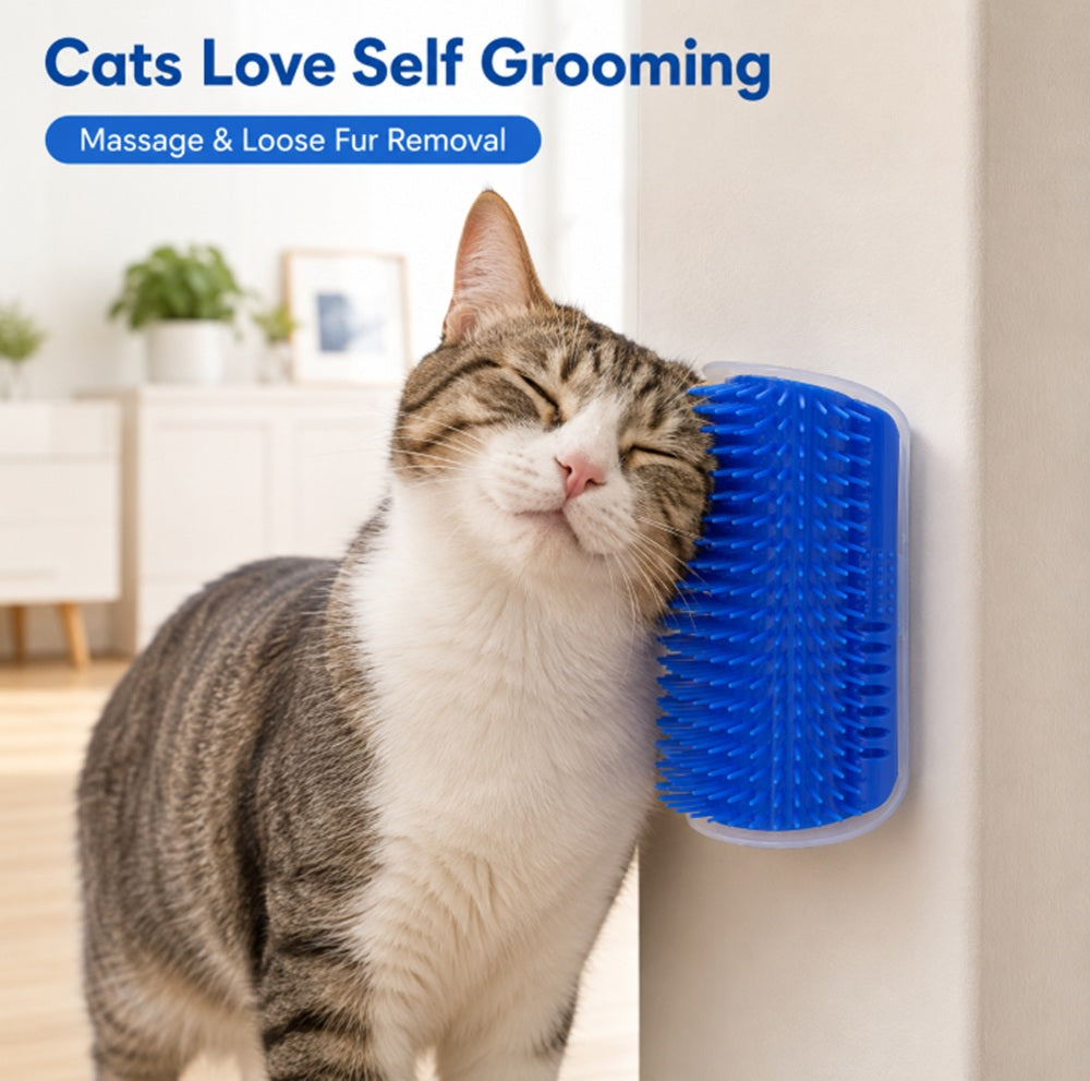 Cat Self-Grooming Corner Brush with Catnip Holder | TIKA