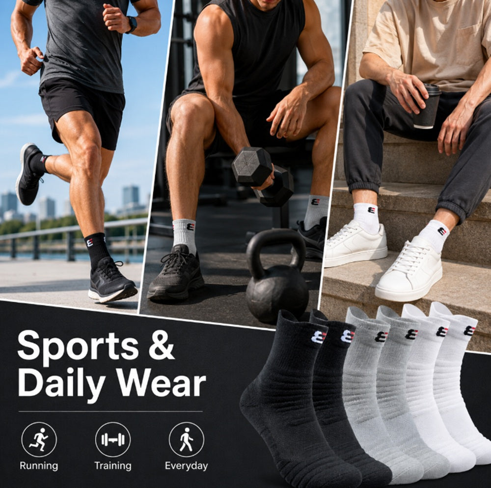 3-Pair Men’s Cotton Compression Athletic Socks | TIKA