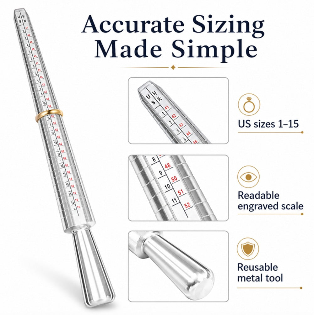 Metal Ring Sizer Gauge & Mandrel Measuring Set | TIKA