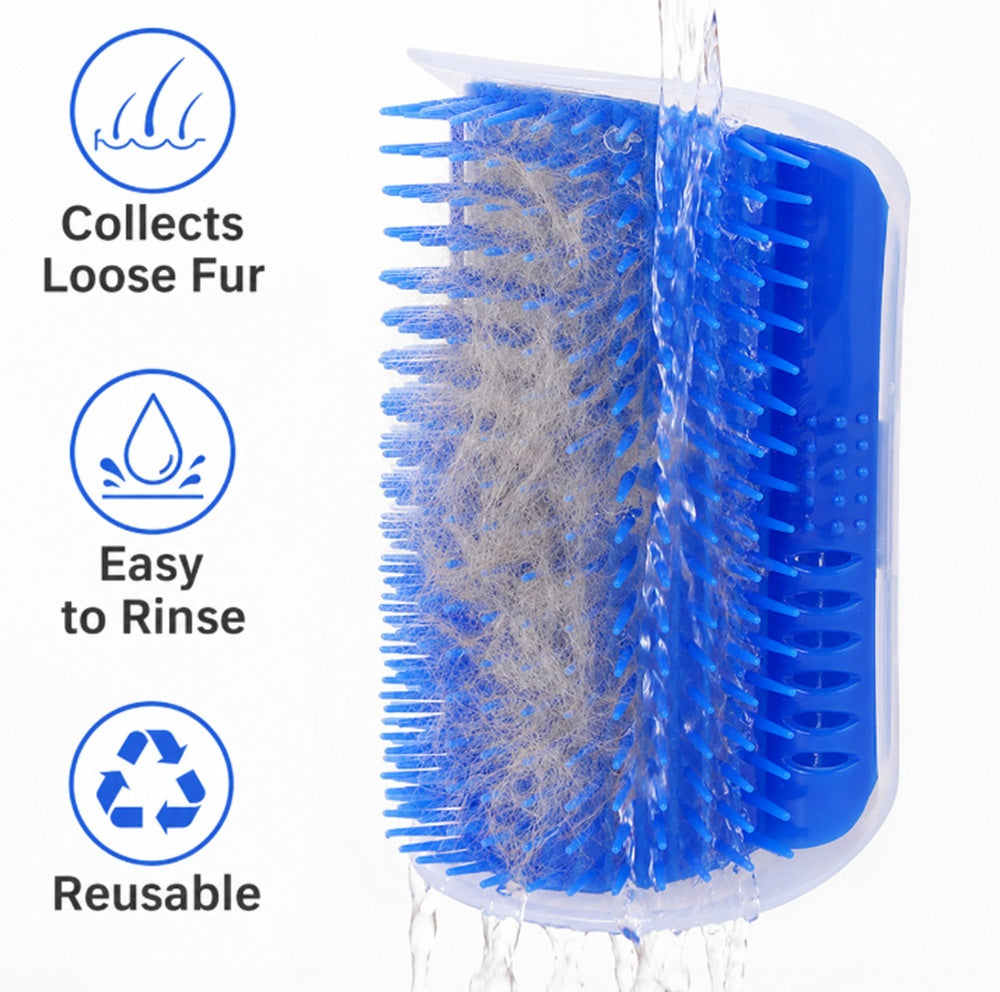 Cat Self-Grooming Corner Brush with Catnip Holder | TIKA