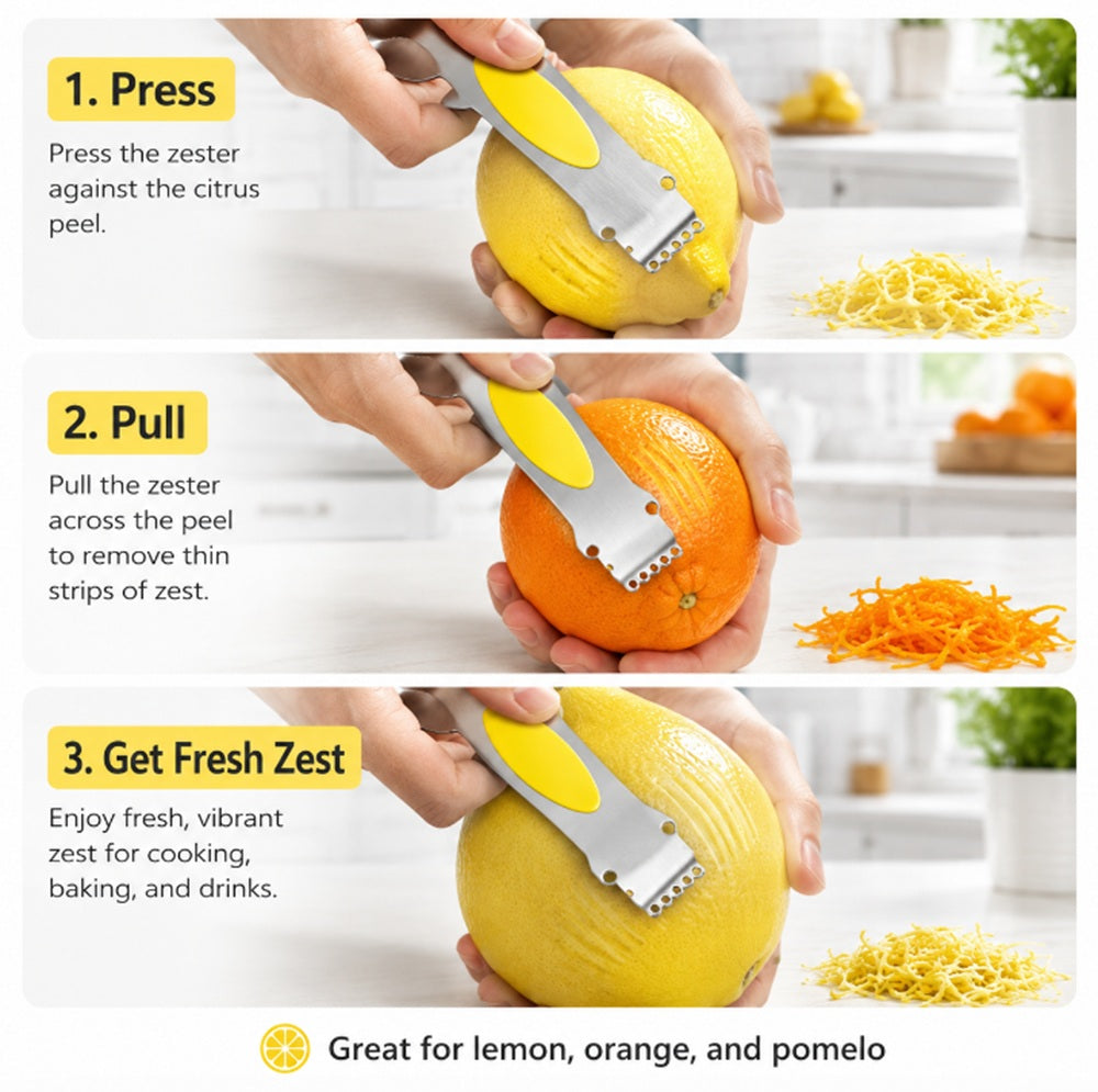 3-in-1 Stainless Steel Lemon Zester, Grater & Citrus Peeler | TIKA