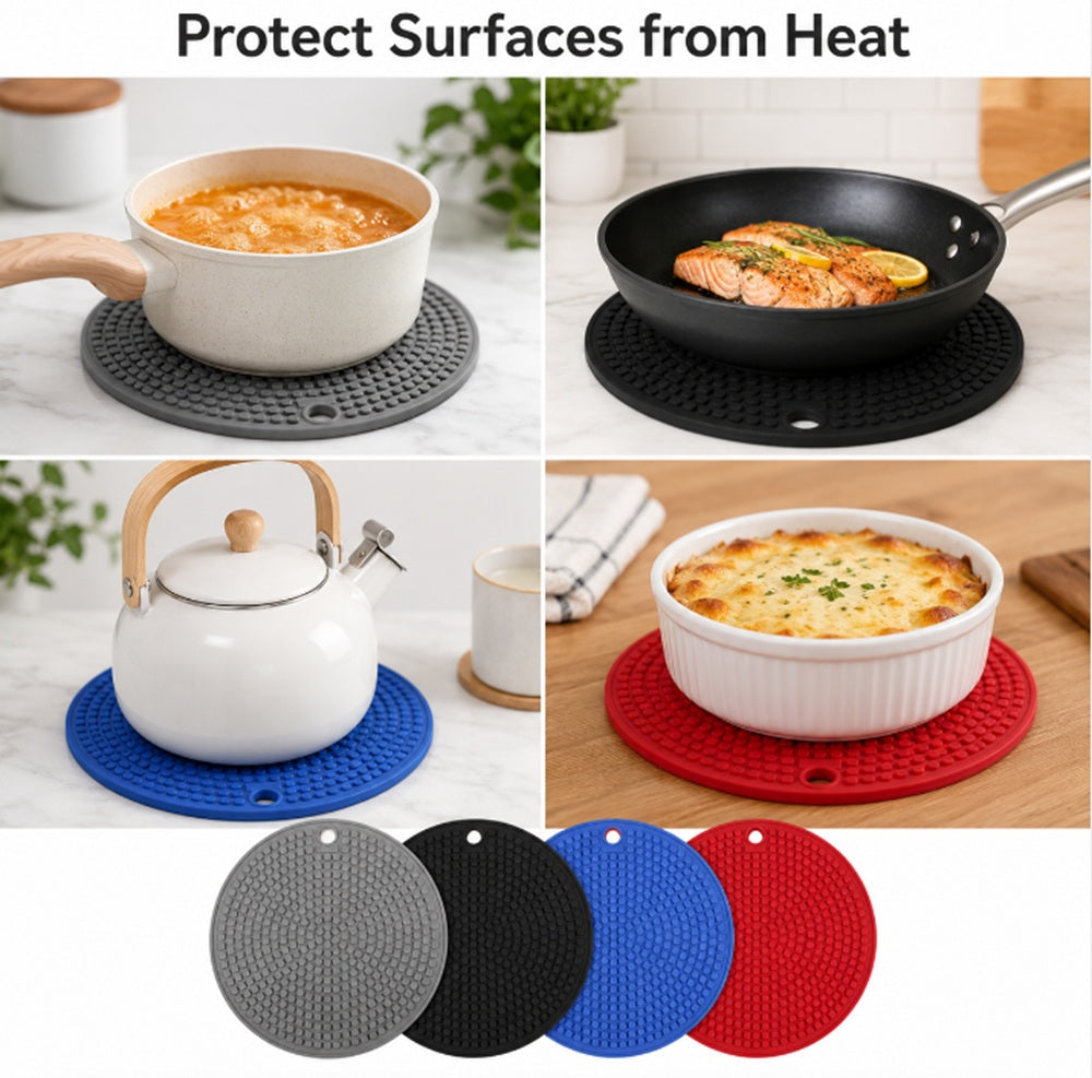 4-Pack Heat-Resistant Silicone Trivet Mats | TIKA