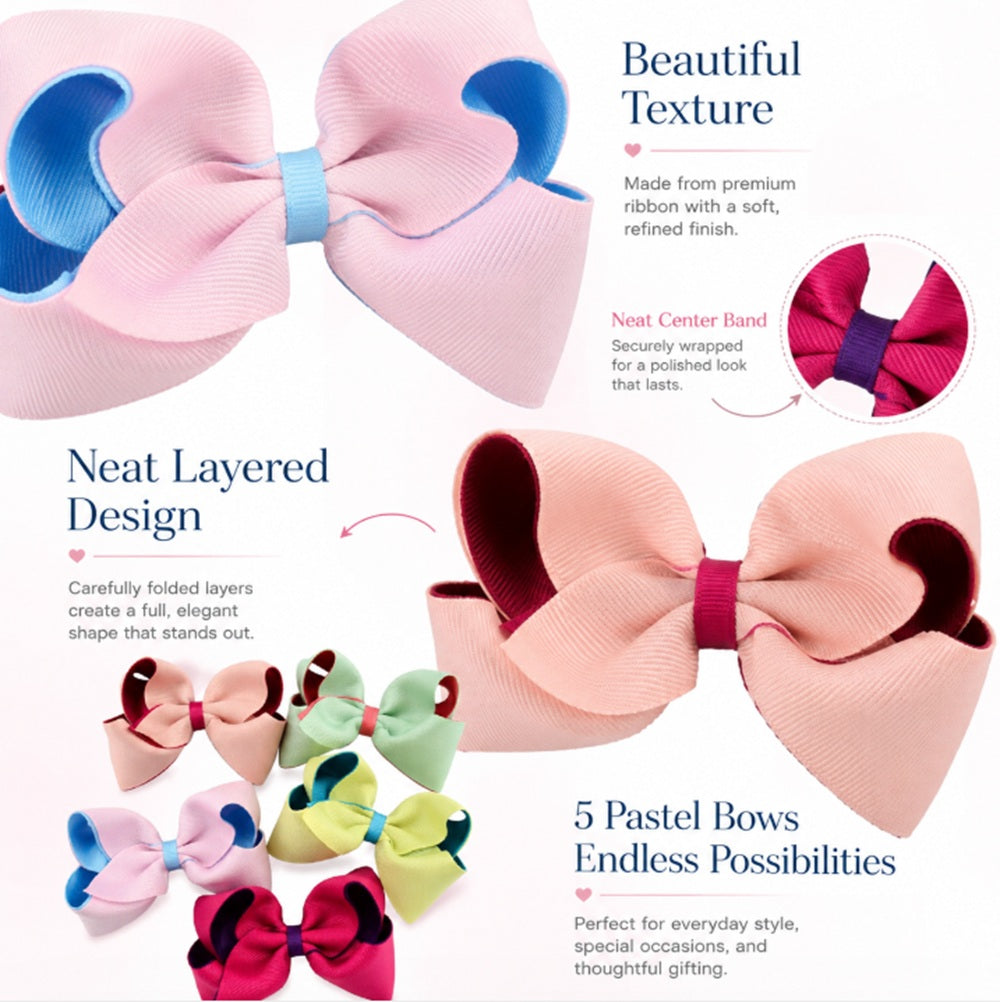 5-Piece Baby Girl Bow & Flower Hair Clip Set | TIKA