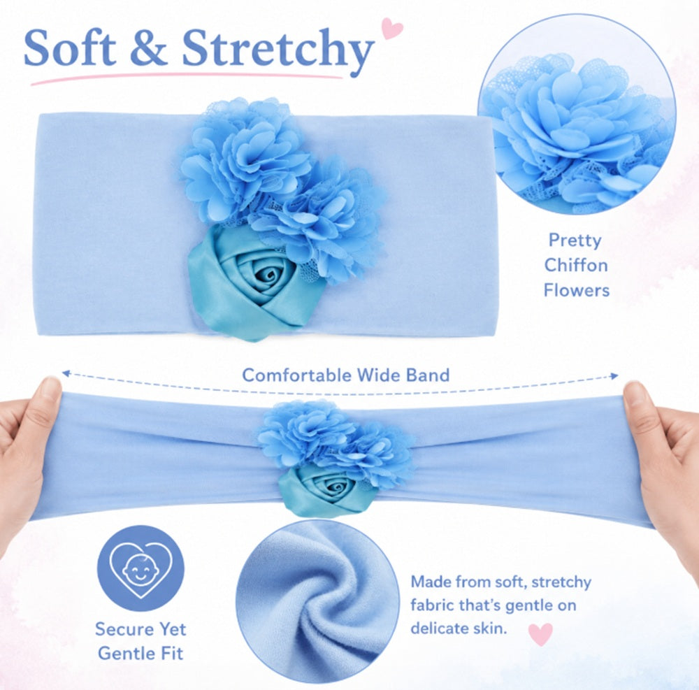 6-Pack Baby Girl Lace Bow & Flower Headbands | TIKA