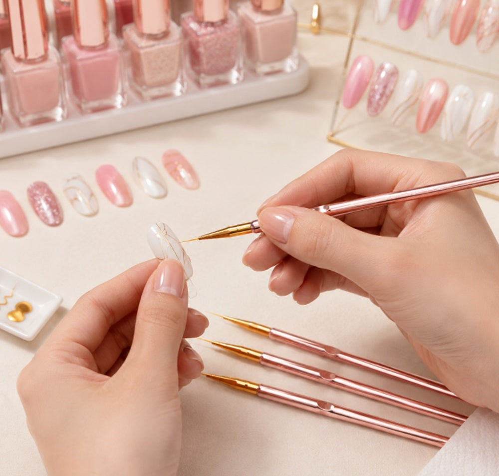 3-Piece Nail Art Dotting Tool & Fine Liner Brush Set | TIKA