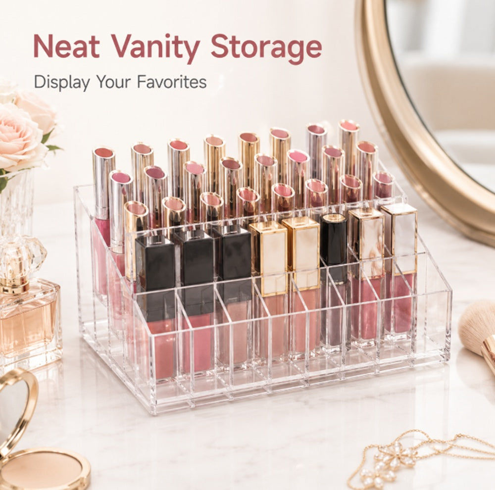 24-Slot Acrylic Lipstick Holder & Makeup Organizer | TIKA