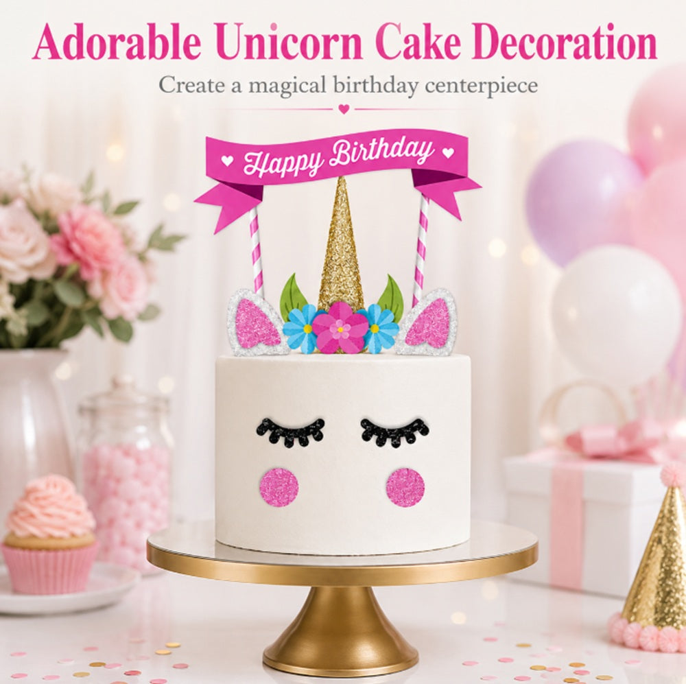 Unicorn & Rainbow Cake Topper Set for Birthdays | TIKA
