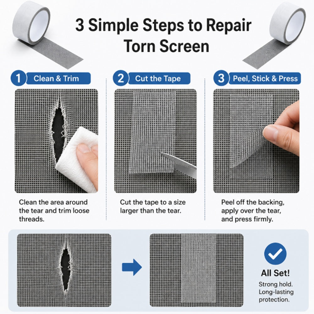 2-Pack Self-Adhesive Fiberglass Screen Repair Tape | TIKA