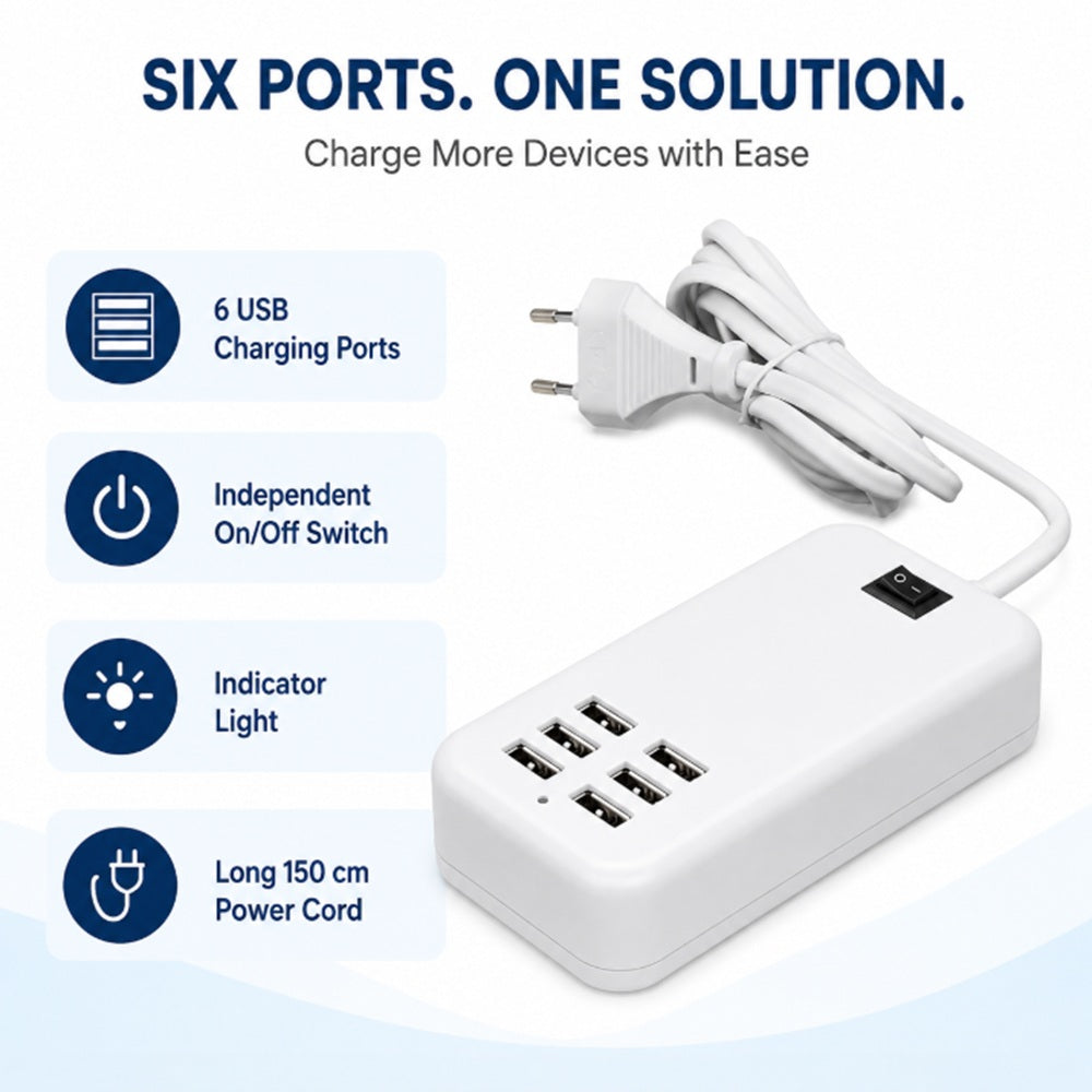6-Port USB Desktop Charging Station | TIKA