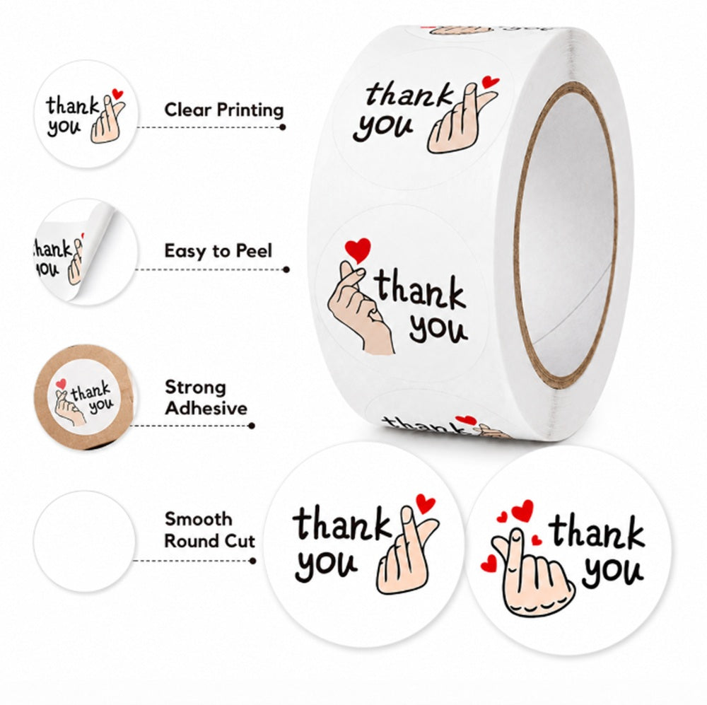 1000-Pack Round Thank You Stickers | TIKA
