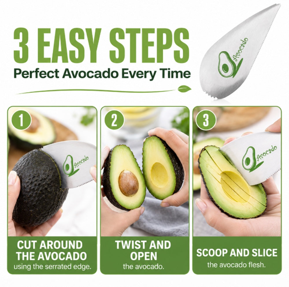 Stainless Steel Avocado Slicer, Pit Remover & Peeler – TIKA
