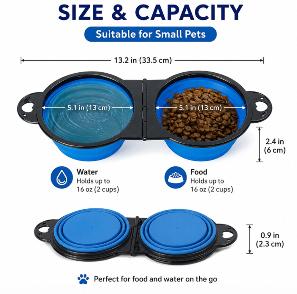 2-in-1 Collapsible Silicone Dog Food & Water Bowl Set | TIKA