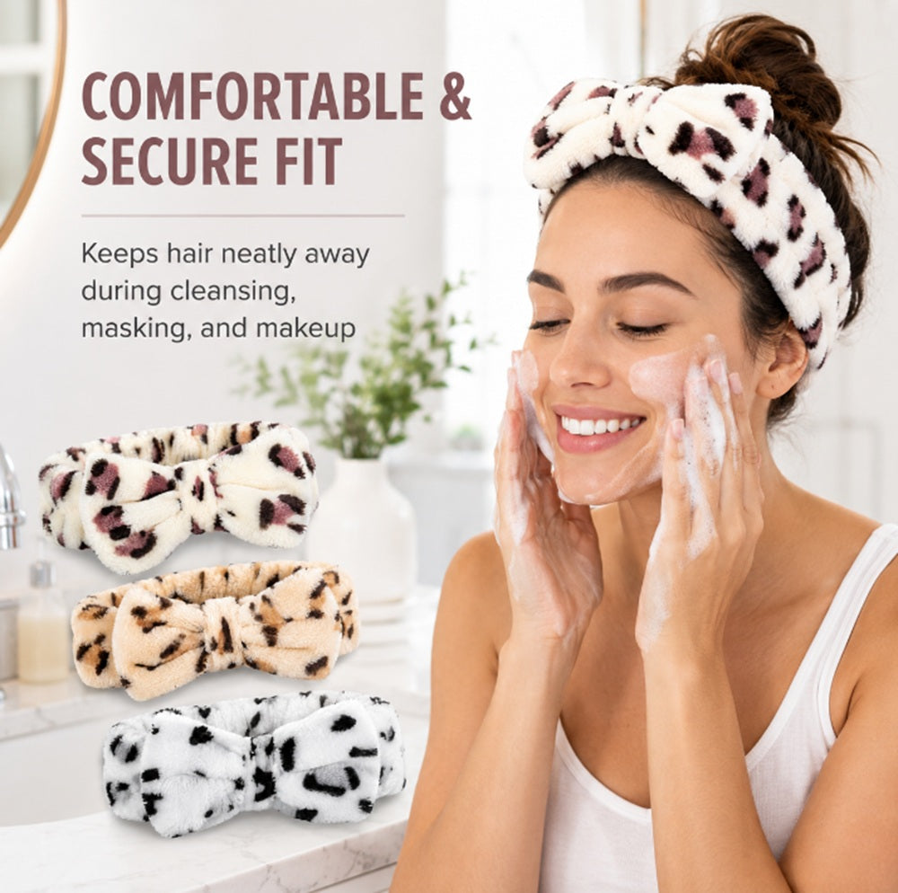 3-Pack Soft Microfiber Bow Spa Headbands for Women | TIKA