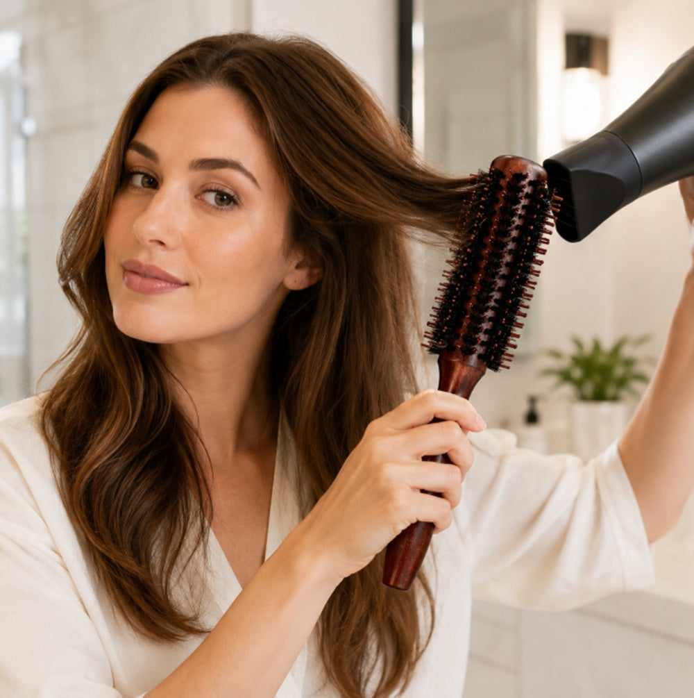 2.2in Round Hair Brush with Wooden Handle | TIKA
