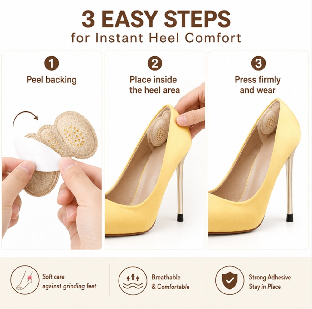 4-Pair Self-Adhesive Heel Grips & Shoe Cushion Pads | TIKA