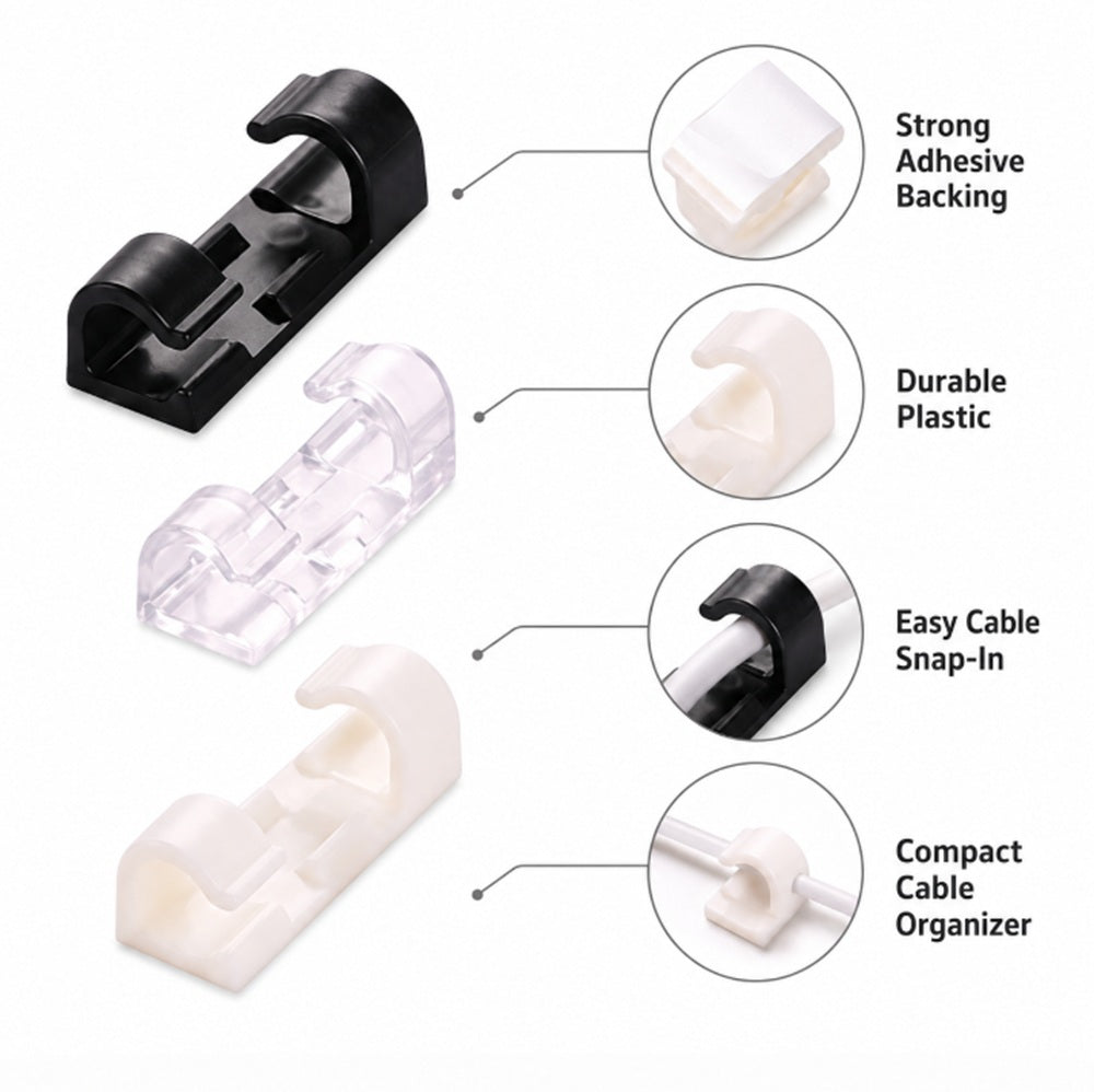 48-Pack Self-Adhesive Cable Organizer Clips | TIKA