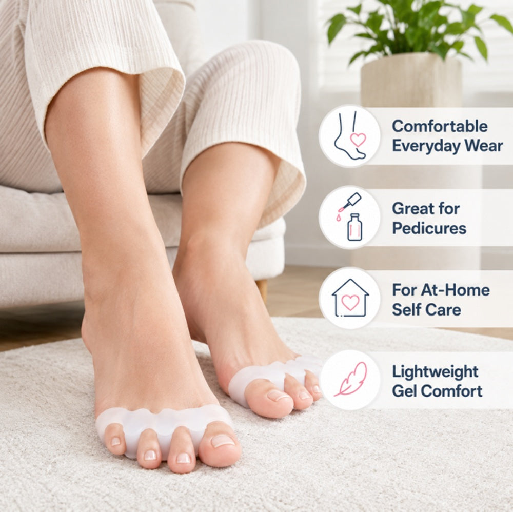 1-Pair Reusable Silicone Gel Big Toe Separators | TIKA