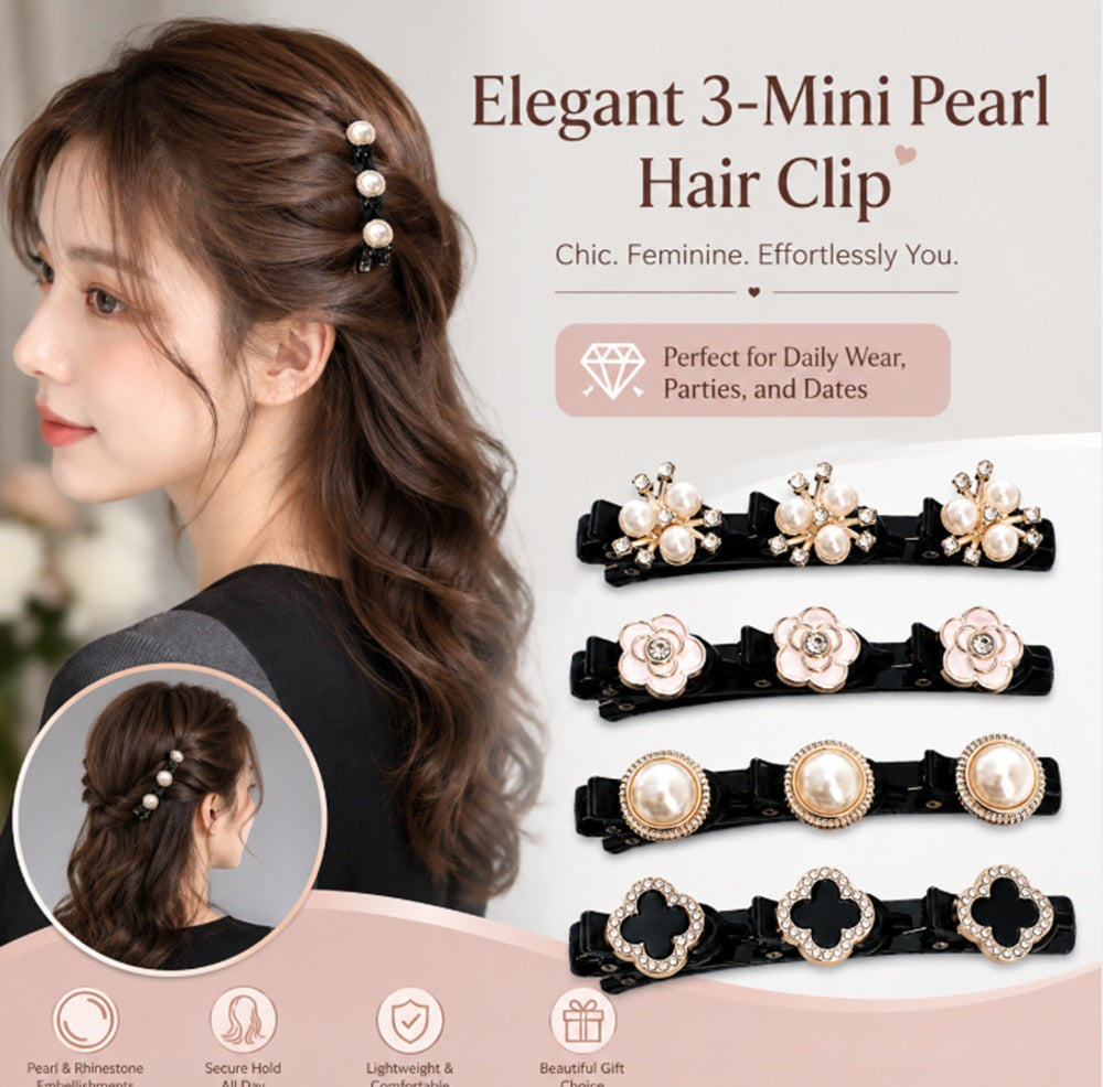 4-Piece Crystal-Style Flower & Clover Hair Clip Set | TIKA
