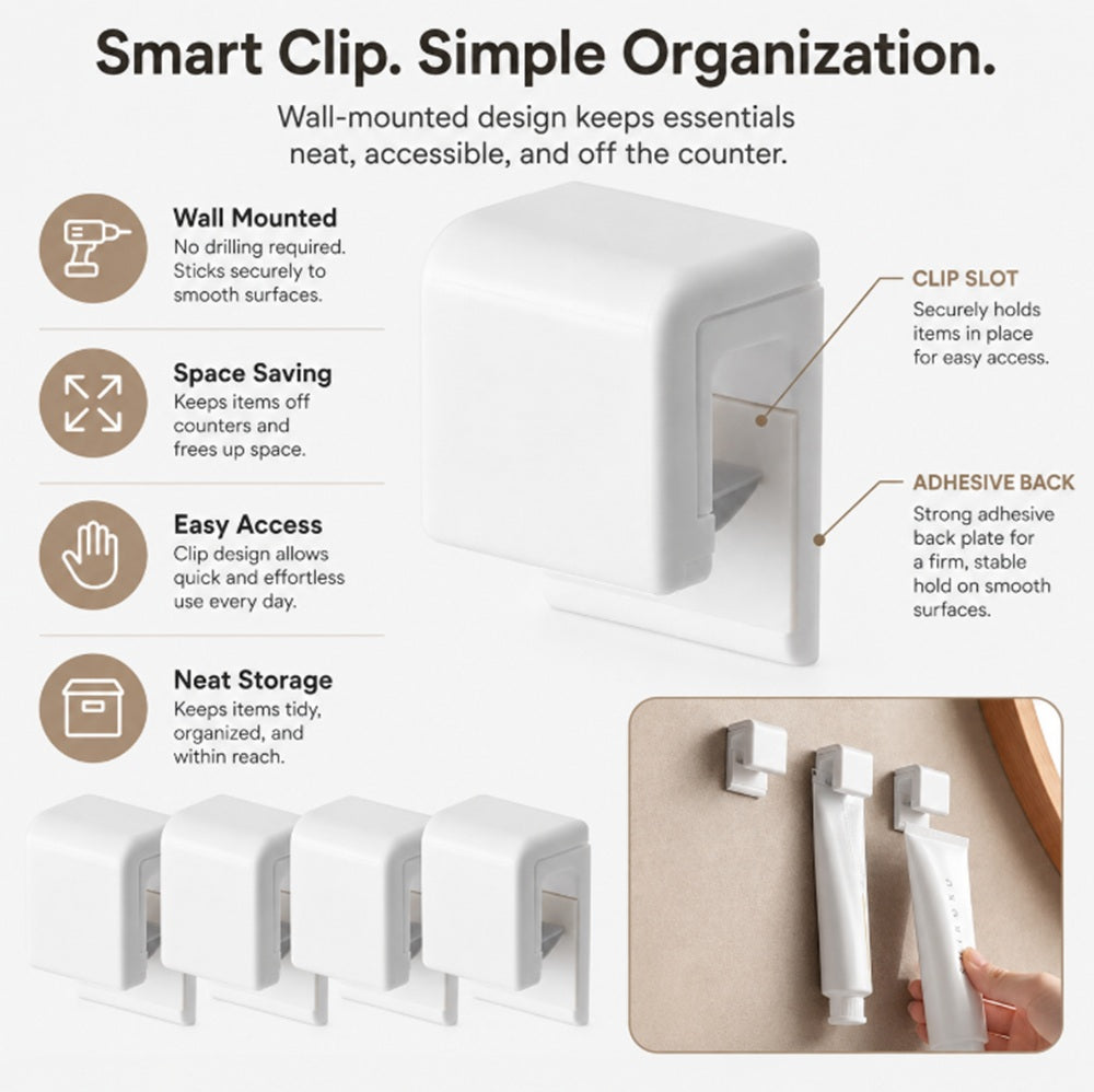 4-Pack Wall-Mount Toothpaste Tube Squeezer Clips | TIKA