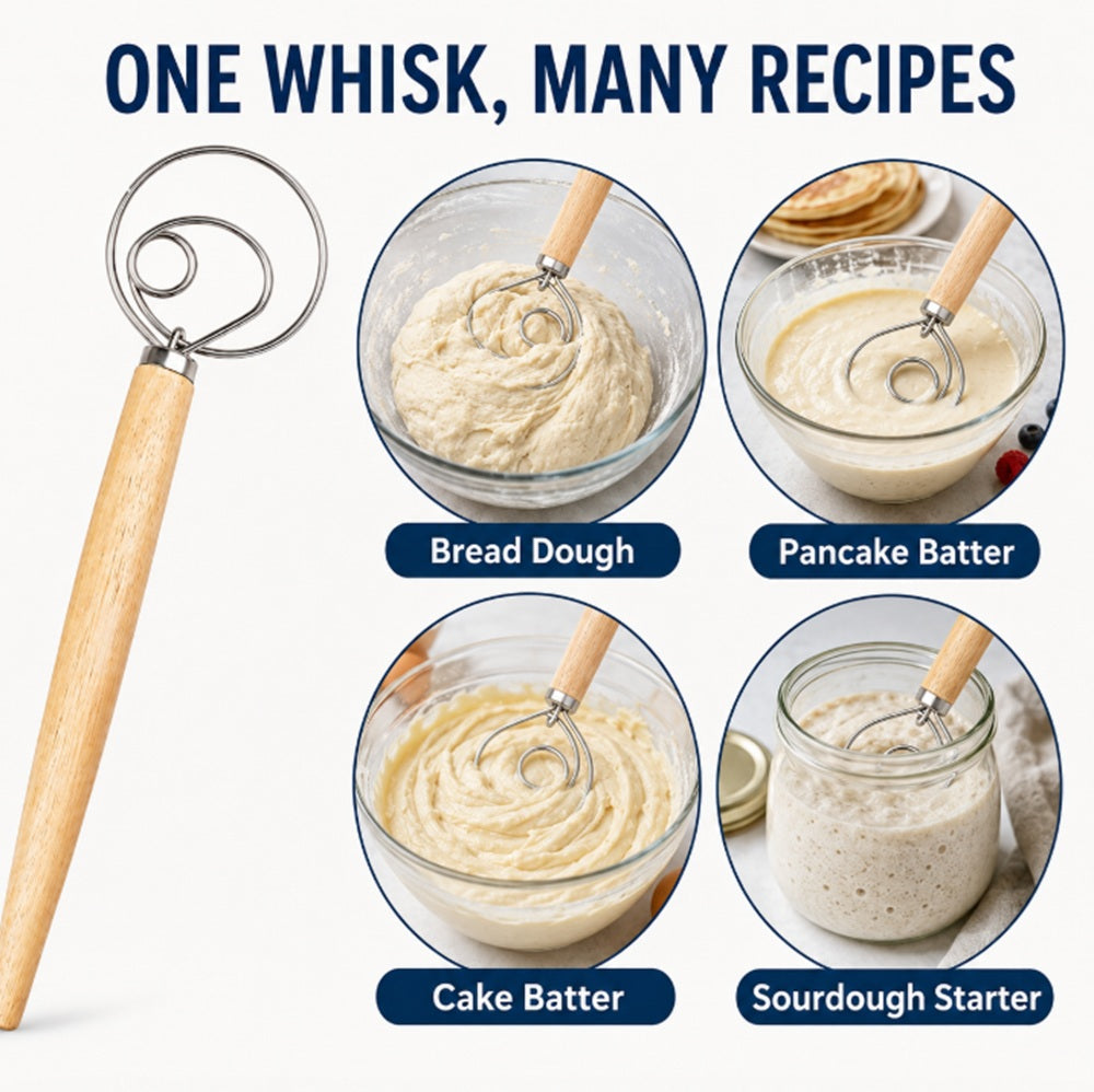 Stainless Steel Danish Dough Whisk for Bread & Pizza | TIKA