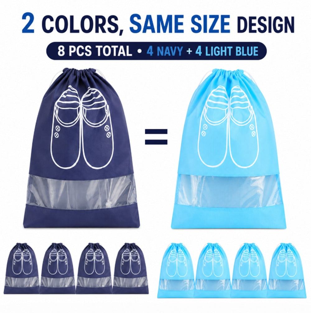 8-Pack Drawstring Travel Shoe Bags | TIKA