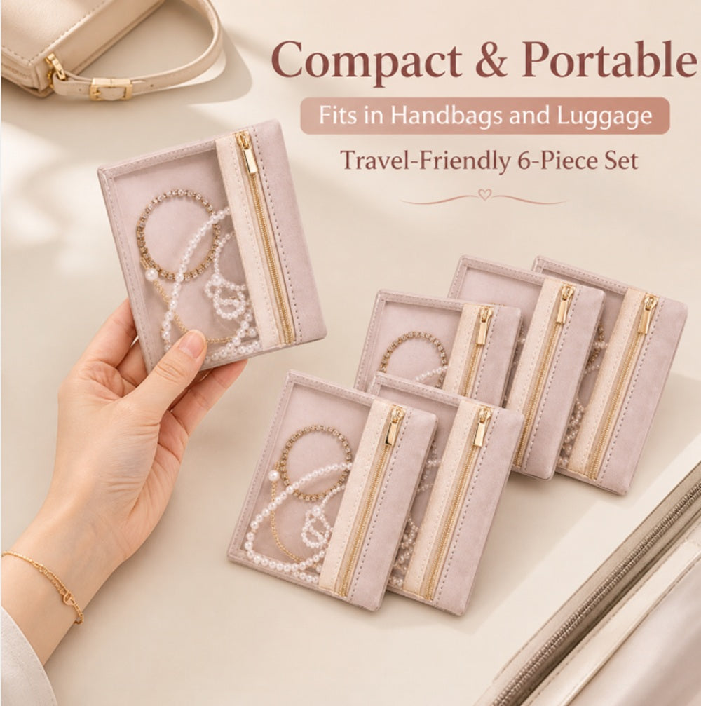 6-Pack Zippered Travel Jewelry Organizer Pouches | TIKA