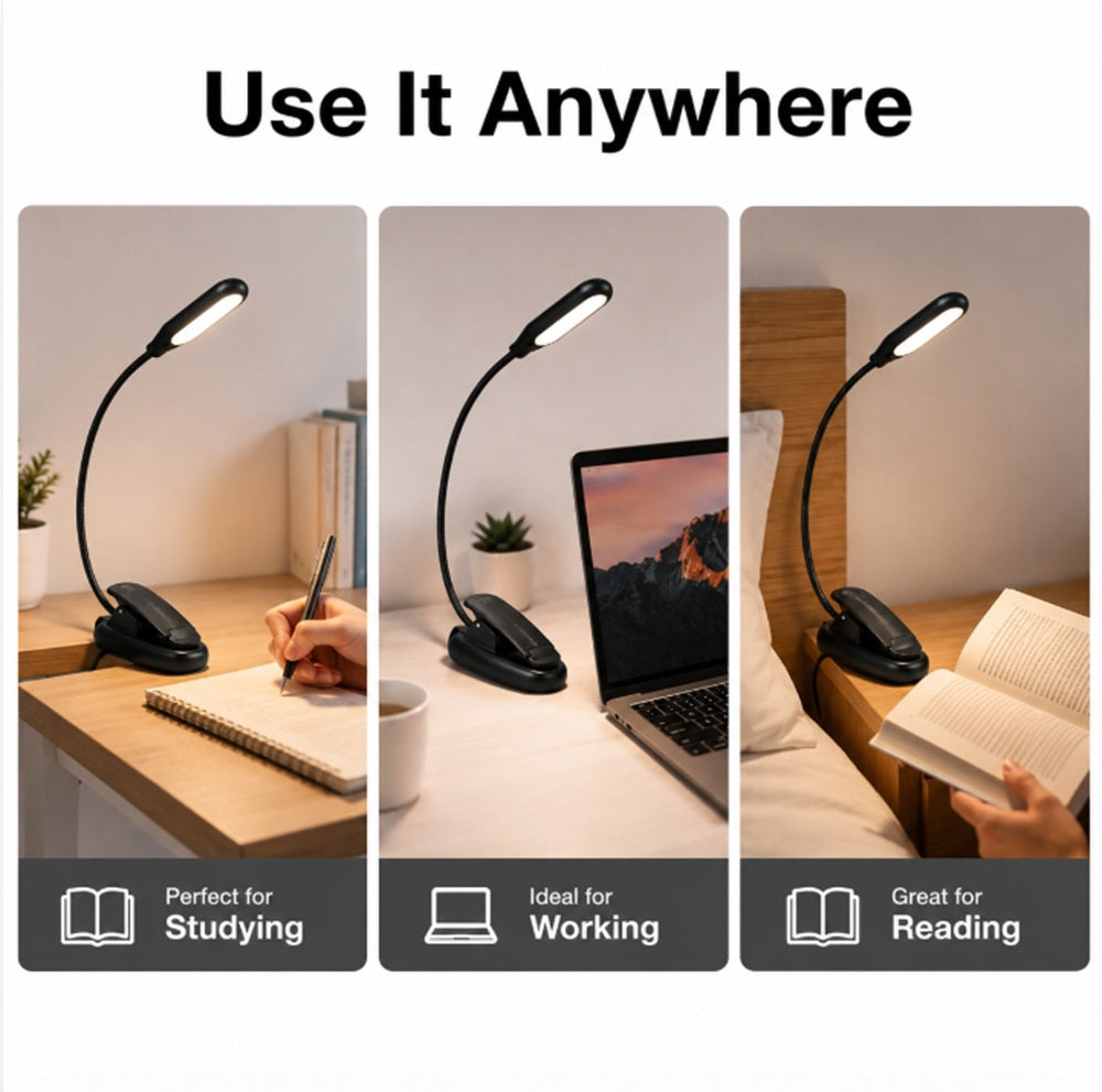 USB Rechargeable LED Clip-On Book Light | TIKA