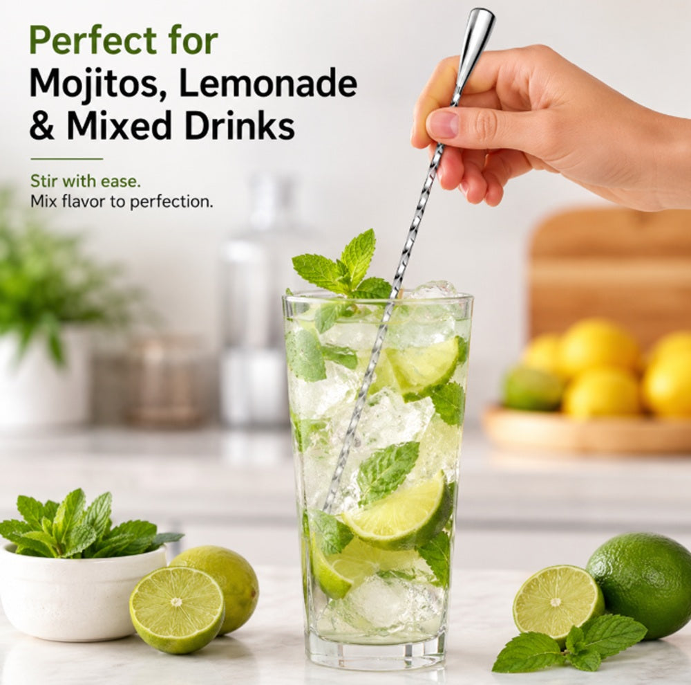 12-Inch Stainless Steel Bar Spoon for Cocktail Mixing | TIKA