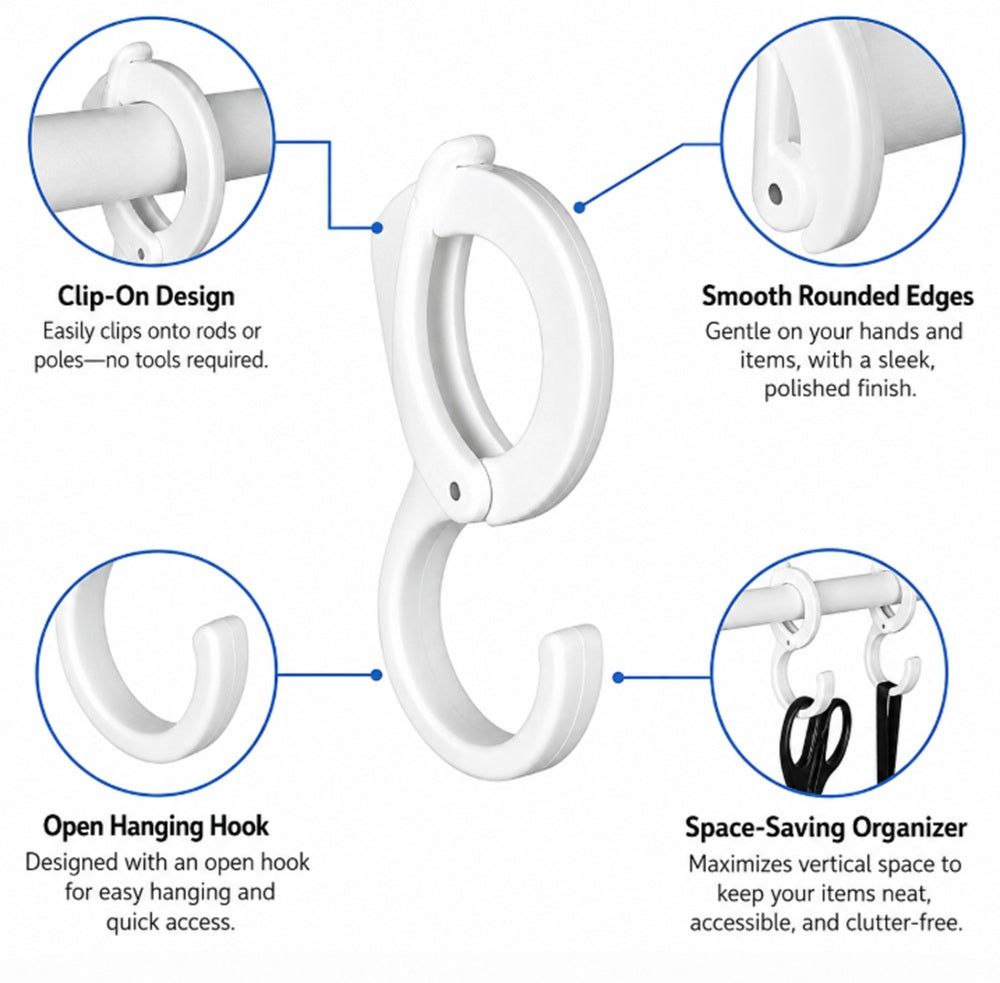 10-Pack Table Edge Clip Hooks for Desks & Shelves | TIKA