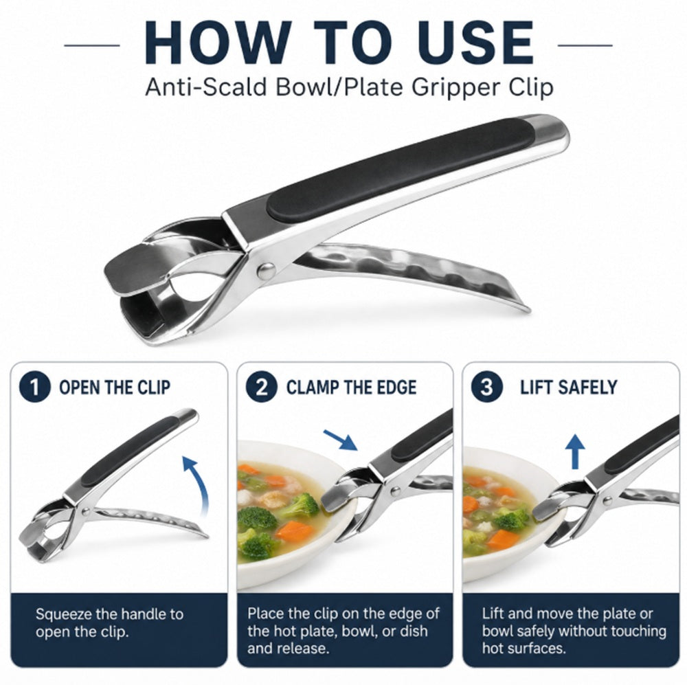 Stainless Steel Hot Plate & Bowl Gripper Tongs | TIKA
