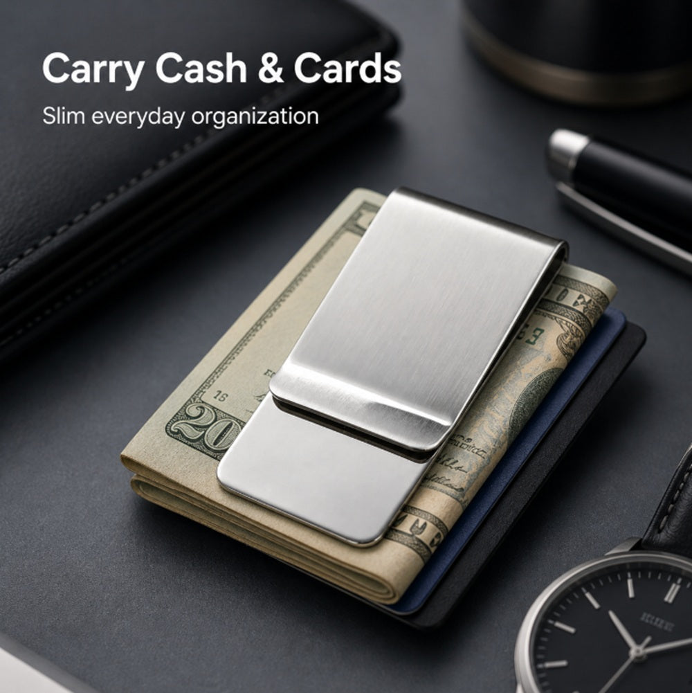 2-Pack Slim Stainless Steel Money Clips – Silver | TIKA
