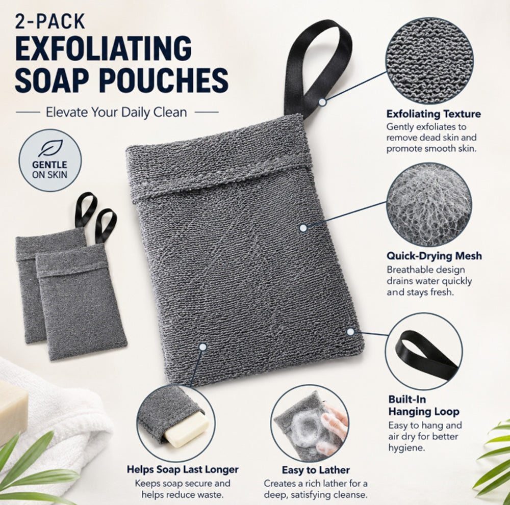2-Pack Exfoliating Soap Saver Pouches | TIKA
