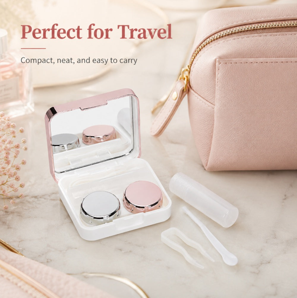Mini Contact Lens Travel Case Kit with Mirror & Tweezers | TIKA