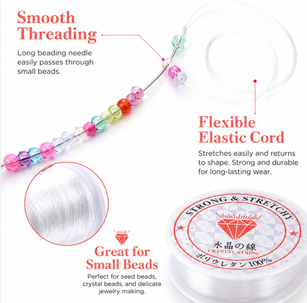 0.8mm Elastic Beading Cord Set with 2 Needles | TIKA