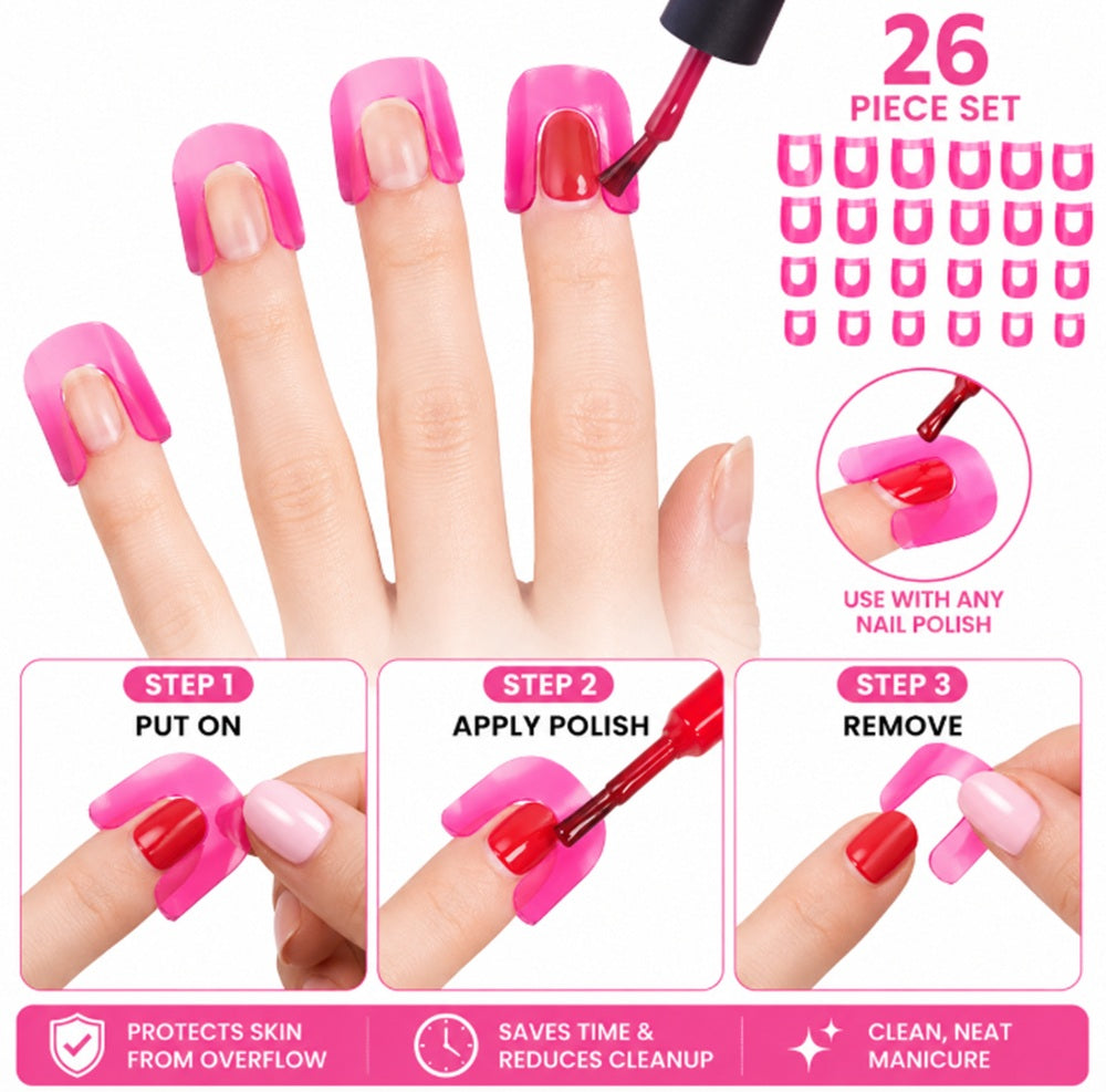 26-Piece Reusable U-Shaped Nail Polish Protector Set | TIKA