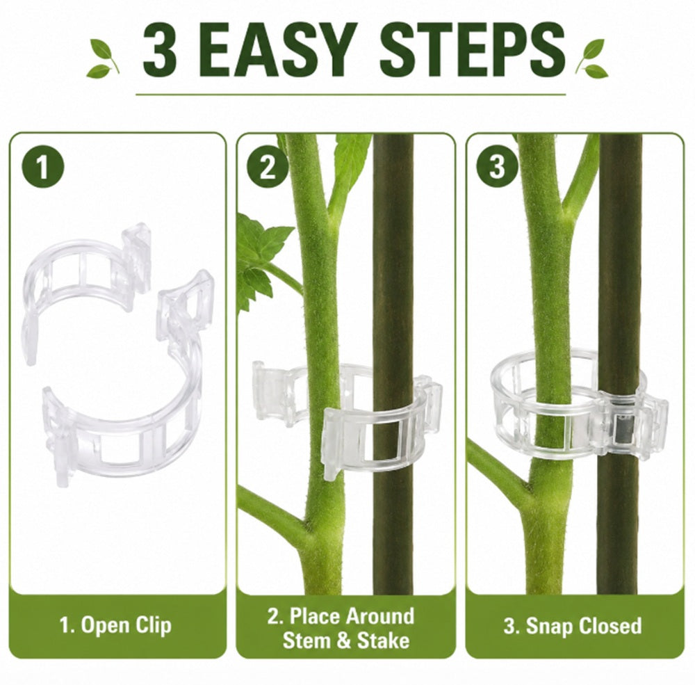 100-Pack Plant Trellis Clips for Tomatoes & Vines | TIKA