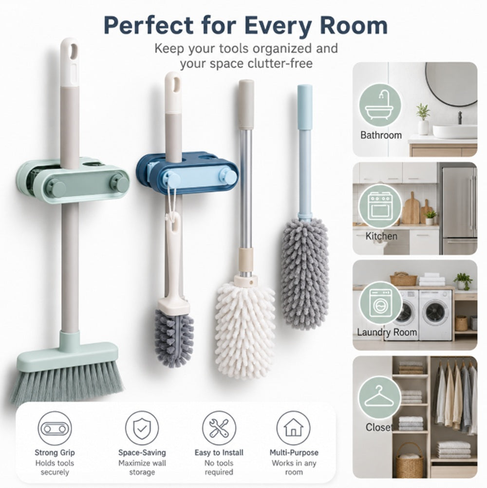2-Pack Wall-Mounted Broom and Mop Holders | TIKA
