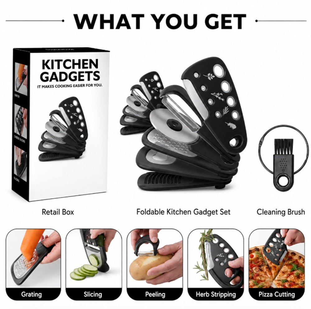 6-Piece Kitchen Gadget Set with Peeler, Grater & Bottle Opener | TIKA