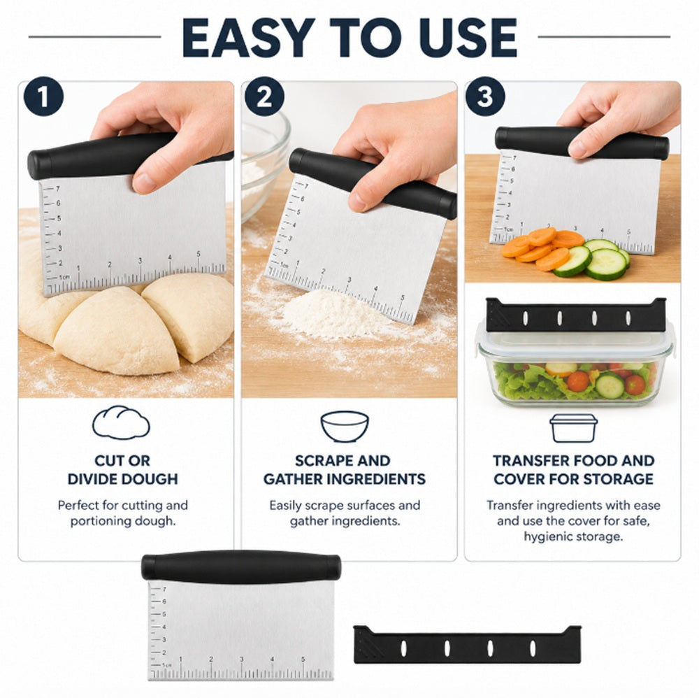 Stainless Steel Bench Scraper & Dough Cutter with Scale – TIKA