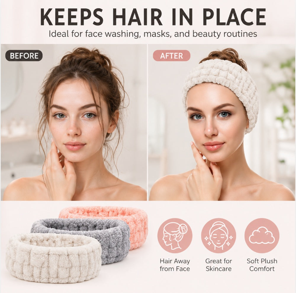 3-Pack Microfiber Spa Headbands for Women | TIKA