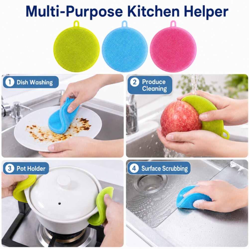 3-Piece Silicone Dishwashing Brush Set | TIKA