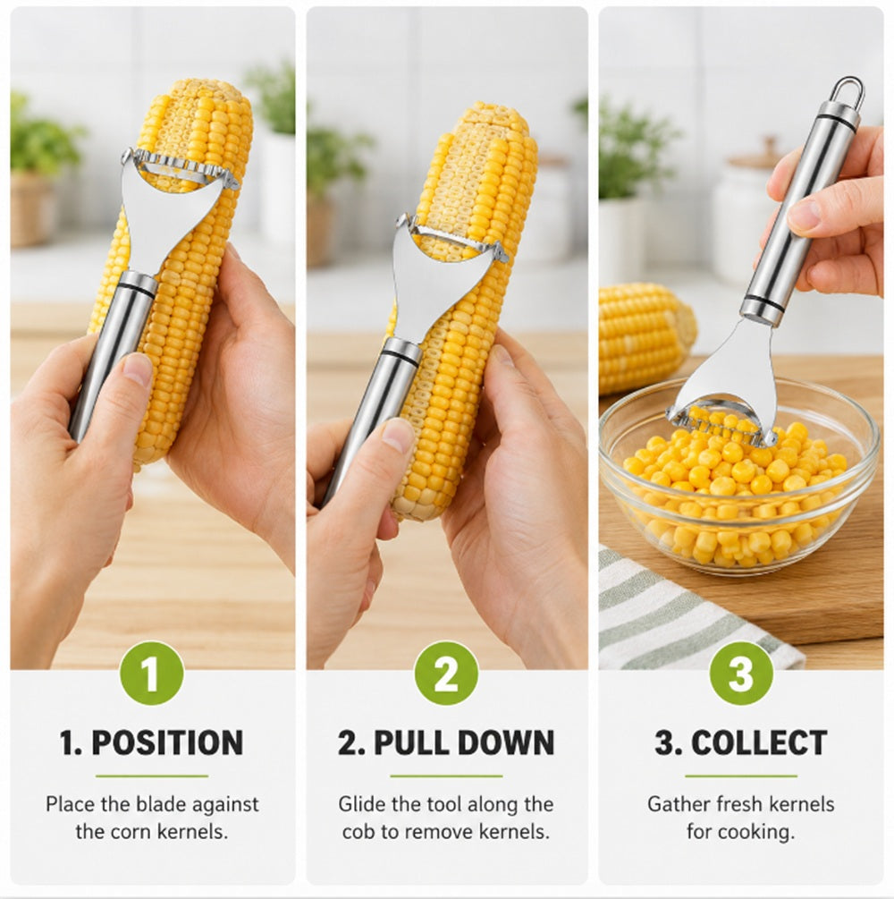 Stainless Steel Corn Peeler & Kernel Stripper, 1 Pack – TIKA