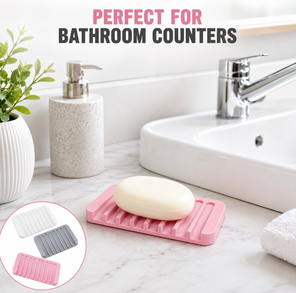 3-Pack Silicone Self-Draining Soap Dishes | TIKA