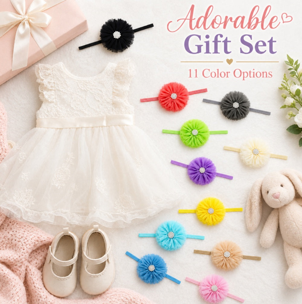 11-Pack Baby Girl Lace Bow & Flower Headbands | TIKA