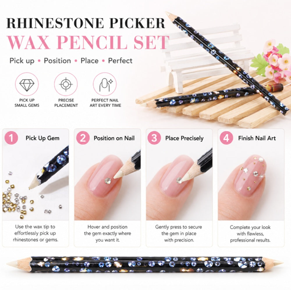 2-Pack Wax Rhinestone Picker Pens for Nail Art | TIKA