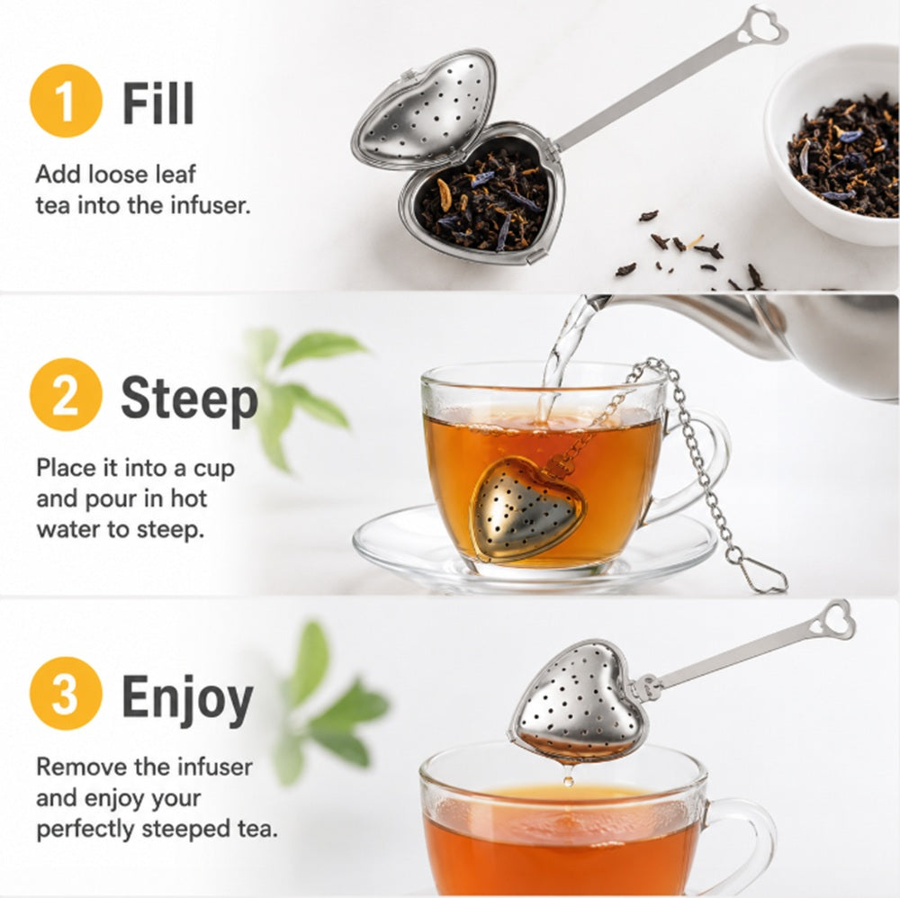4-Pack Heart-Shaped Stainless Steel Loose-Leaf Tea Infuser Spoons | TIKA