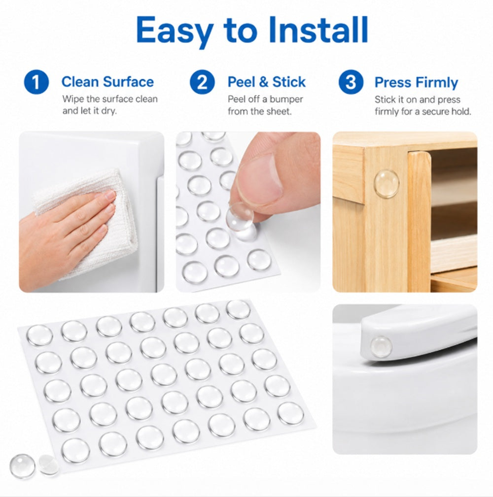 100-Pack Silicone Cabinet Door Bumper Pads | TIKA