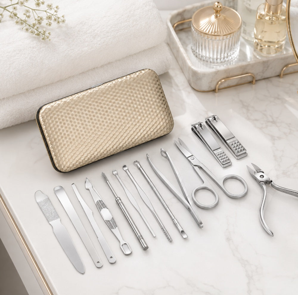 19-Piece Stainless Steel Nail Grooming Kit with Case | TIKA