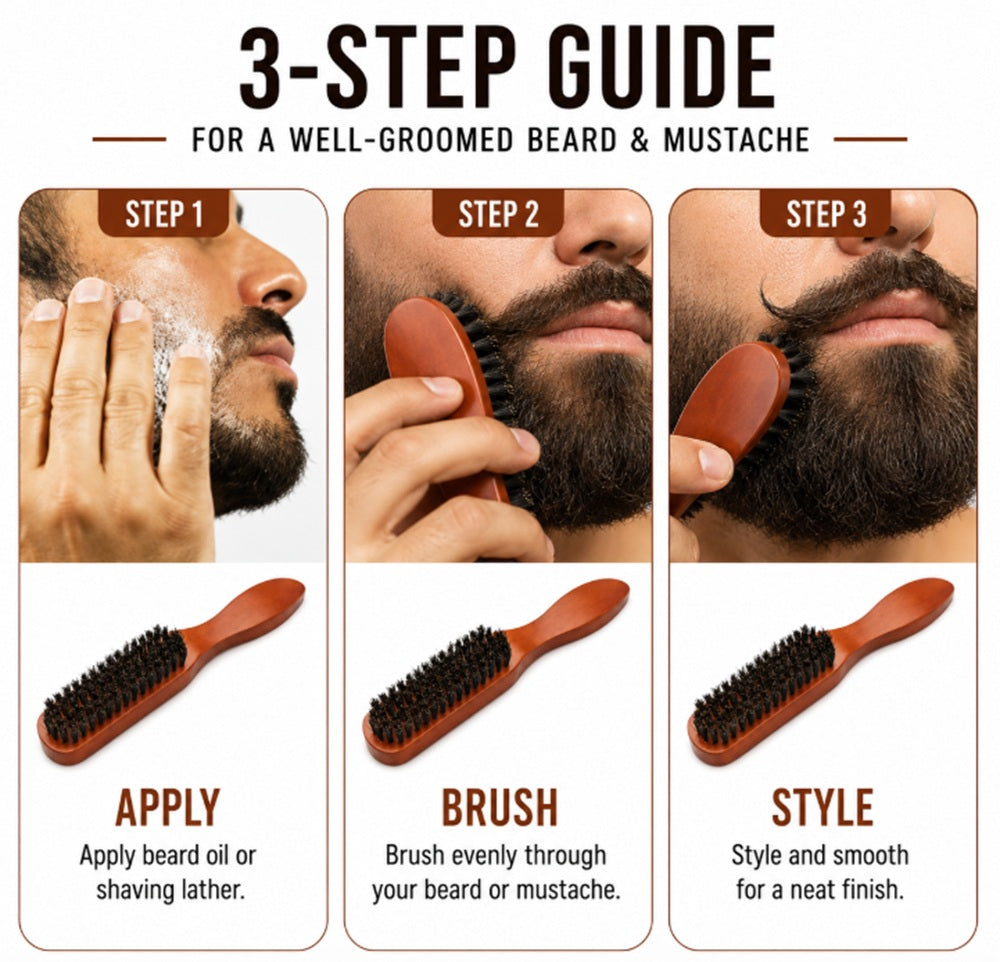 Men’s Boar Bristle Beard & Mustache Brush | TIKA