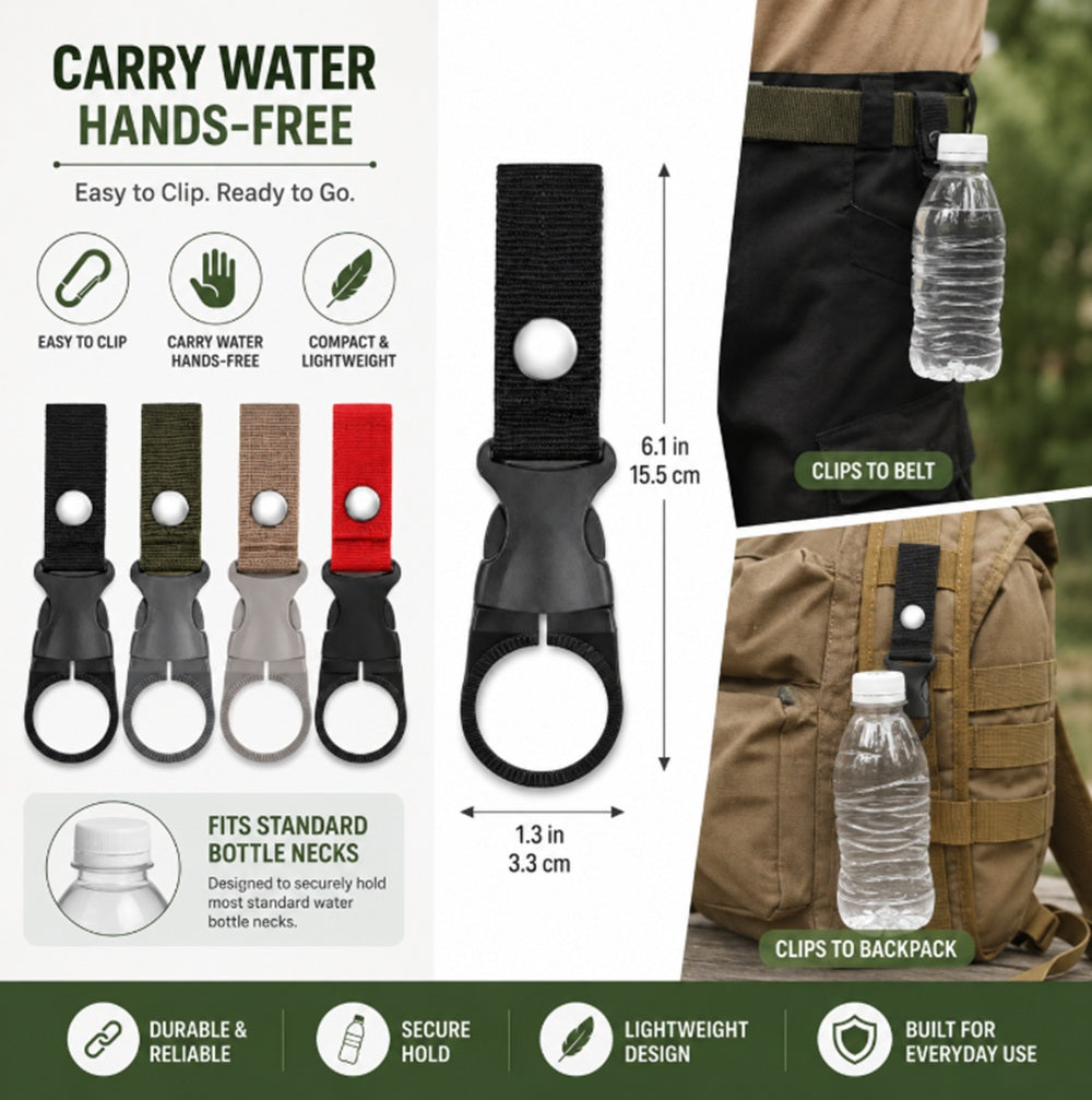 4-Pack Water Bottle Holder Clips with Carabiners | TIKA